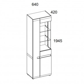 Шкаф с витриной 3D/TYP 01P, LINATE ,цвет белый/сонома трюфель в Игре - igra.ok-mebel.com | фото 2