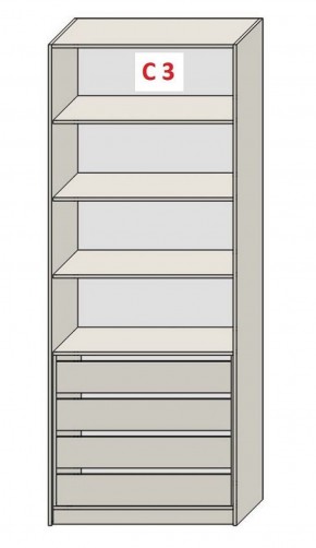 Шкаф СТАНДАРТ С3 4 ящика серия "ГЕСТИЯ" (Бело-серый/Дуб Небраска натуральный ) 800*520*2300 в Игре - igra.ok-mebel.com | фото 2