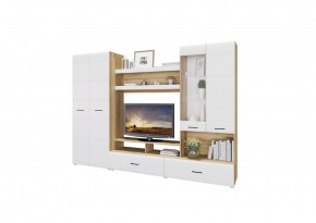 Стенка НЕНСИ 1 (Крафт золотой/Белый глянец) в Игре - igra.ok-mebel.com | фото