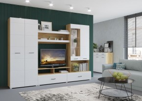 Стенка НЕНСИ 1 (Крафт золотой/Белый глянец) в Игре - igra.ok-mebel.com | фото 3