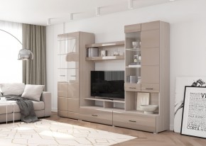 Стенка НЕНСИ 1 (Ясень Шимо светлый/Капучино глянец) в Игре - igra.ok-mebel.com | фото 2