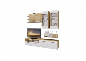 Стенка НЕНСИ 3 (Крафт золотой/Белый глянец) в Игре - igra.ok-mebel.com | фото