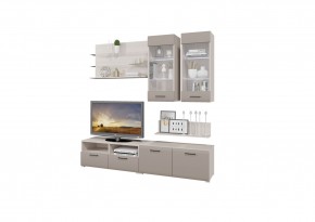 Стенка НЕНСИ 3 (Ясень Шимо светлый/Капучино глянец) в Игре - igra.ok-mebel.com | фото
