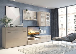 Стенка НЕНСИ 3 (Ясень Шимо светлый/Капучино глянец) в Игре - igra.ok-mebel.com | фото 2