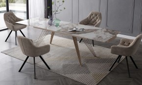 Стол ACERRA NEW 160 GLOSS LUXURY PANDORA SOLID CERAMIC/ каркас цвета шампань, ®DISAUR в Игре - igra.ok-mebel.com | фото 3