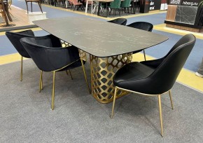 Стол CHIAVARI 220 KL-116 Черный мрамор матовый, итальянская керамика / бронзовый, ®DISAUR в Игре - igra.ok-mebel.com | фото 2