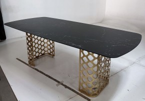 Стол CHIAVARI 220 KL-116 Черный мрамор матовый, итальянская керамика / бронзовый, ®DISAUR в Игре - igra.ok-mebel.com | фото 4
