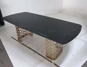 Стол CHIAVARI 220 KL-116 Черный мрамор матовый, итальянская керамика / бронзовый, ®DISAUR в Игре - igra.ok-mebel.com | фото 6
