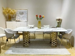 Стол CHIAVARI 220 KL-188 Контрастный мрамор матовый, итальянская керамика / Шампань, ®DISAUR в Игре - igra.ok-mebel.com | фото 2