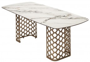 Стол CHIAVARI 220 KL-188 Контрастный мрамор матовый, итальянская керамика / Шампань, ®DISAUR в Игре - igra.ok-mebel.com | фото 7
