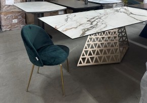 Стол ENNA 220 KL-188 Контрастный мрамор матовый, итальянская керамика/ каркас цвета шампань, ®DISAUR в Игре - igra.ok-mebel.com | фото 8