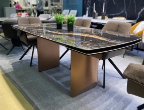 Стол ПУАНТО 200 TITANIUM LAWA NERO, керамика / МЕДЬ каркас М-City в Игре - igra.ok-mebel.com | фото 2