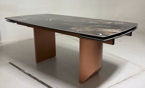 Стол ПУАНТО 200 TITANIUM LAWA NERO, керамика / МЕДЬ каркас М-City в Игре - igra.ok-mebel.com | фото 3