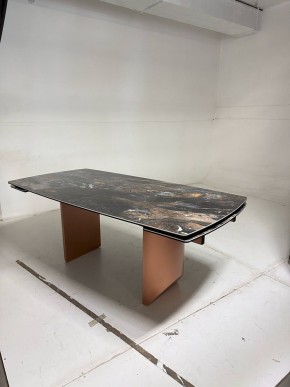 Стол ПУАНТО 200 TITANIUM LAWA NERO, керамика / МЕДЬ каркас М-City в Игре - igra.ok-mebel.com | фото 4
