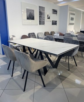 Стол RIETI 200 KL-99 Белый мрамор матовый, итальянская керамика / черный каркас, ®DISAUR в Игре - igra.ok-mebel.com | фото 3