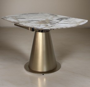 Стол TERAMO 135 GLOSS GRAND JADE SOLID CERAMIC, керамика, поворотн.механизм / Бронзовый, ®DISAUR в Игре - igra.ok-mebel.com | фото
