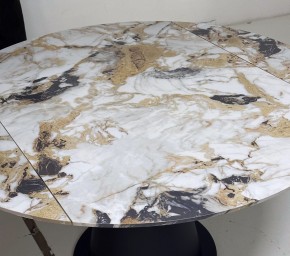 Стол TERAMO 135 GLOSS GRAND JADE SOLID CERAMIC, керамика, поворотн.механизм / Черный каркас, ®DISAUR в Игре - igra.ok-mebel.com | фото 4