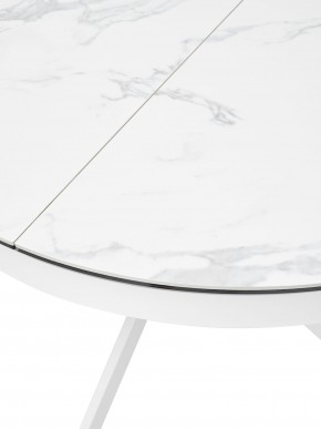 Стол TRENTO 120 HIGH GLOSS STATUARIO Белый мрамор глянцевый, керамика/ белый каркас, ®DISAUR в Игре - igra.ok-mebel.com | фото 4