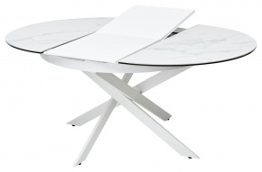 Стол TRENTO 120 HIGH GLOSS STATUARIO Белый мрамор глянцевый, керамика/ белый каркас, ®DISAUR в Игре - igra.ok-mebel.com | фото 5