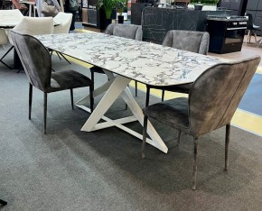 Стол VICENZA 220 BULGARI WHITE, керамика / белый, ®DISAUR в Игре - igra.ok-mebel.com | фото 2
