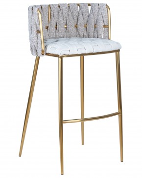 Стул барный DOBRIN EMMA GOLD, белый PU (T-01), белая ткань (F-49) в Игре - igra.ok-mebel.com | фото