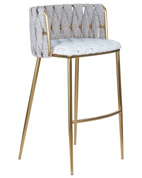 Стул барный DOBRIN EMMA GOLD, белый PU (T-01), белая ткань (F-49) в Игре - igra.ok-mebel.com | фото 2