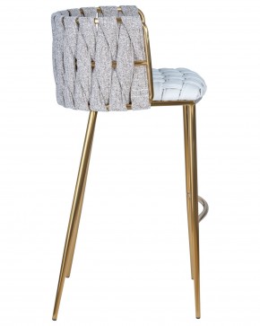 Стул барный DOBRIN EMMA GOLD, белый PU (T-01), белая ткань (F-49) в Игре - igra.ok-mebel.com | фото 3