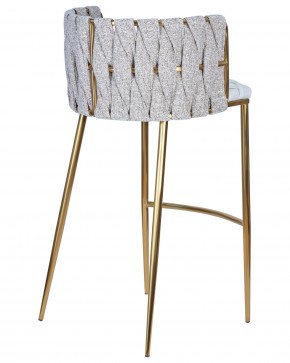 Стул барный DOBRIN EMMA GOLD, белый PU (T-01), белая ткань (F-49) в Игре - igra.ok-mebel.com | фото 4