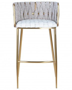 Стул барный DOBRIN EMMA GOLD, белый PU (T-01), белая ткань (F-49) в Игре - igra.ok-mebel.com | фото 5