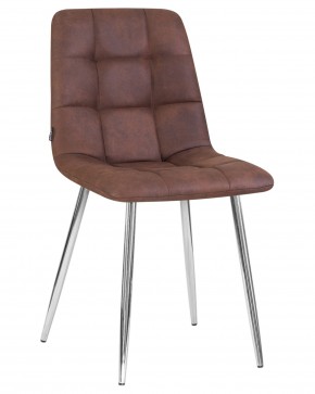 Стул обеденный DOBRIN ALEX, хром ножки, коричневая микрофибра (PK-03) в Игре - igra.ok-mebel.com | фото