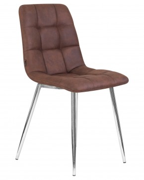 Стул обеденный DOBRIN ALEX, хром ножки, коричневая микрофибра (PK-03) в Игре - igra.ok-mebel.com | фото 2