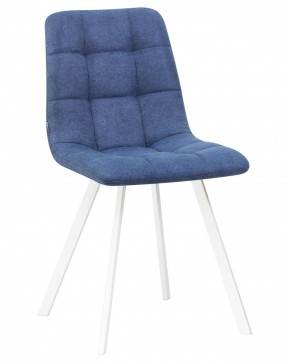 Стул обеденный DOBRIN ALEX SQUARE, белые ножки, синяя ткань (UF860-14B) в Игре - igra.ok-mebel.com | фото