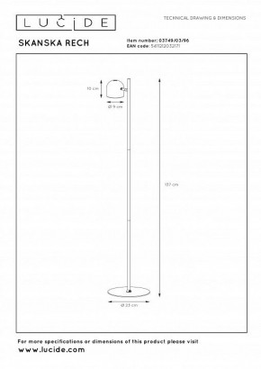 Торшер Lucide Skanska Rech 03749/03/96 в Игре - igra.ok-mebel.com | фото 2