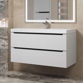 Тумба под раковину Uperwood Tanos 100 см, подвесная, белая/графит в Игре - igra.ok-mebel.com | фото