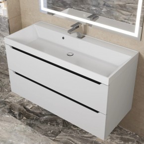 Тумба под раковину Uperwood Tanos 100 см, подвесная, белая/графит в Игре - igra.ok-mebel.com | фото 10