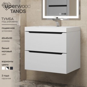 Тумба под раковину Uperwood Tanos 60 см, подвесная, белая/графит в Игре - igra.ok-mebel.com | фото 3