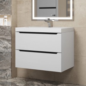Тумба под раковину Uperwood Tanos 70 см, подвесная, белая/графит в Игре - igra.ok-mebel.com | фото