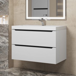 Тумба под раковину Uperwood Tanos 80 см, подвесная, белая/графит в Игре - igra.ok-mebel.com | фото