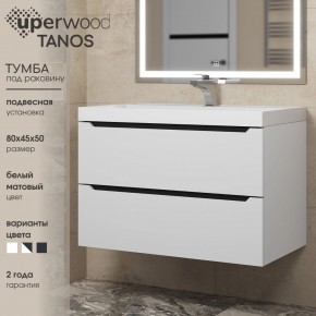Тумба под раковину Uperwood Tanos 80 см, подвесная, белая/графит в Игре - igra.ok-mebel.com | фото 3