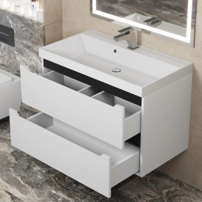 Тумба под раковину Uperwood Tanos 80 см, подвесная, белая/графит в Игре - igra.ok-mebel.com | фото 9