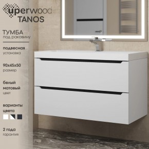 Тумба под раковину Uperwood Tanos 90 см, подвесная, белая/графит в Игре - igra.ok-mebel.com | фото 3