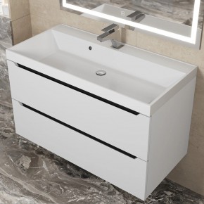 Тумба под раковину Uperwood Tanos 90 см, подвесная, белая/графит в Игре - igra.ok-mebel.com | фото 9