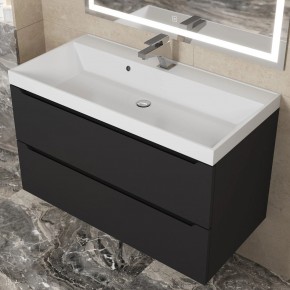Тумба под раковину Uperwood Tanos 90 см, подвесная, черная матовая в Игре - igra.ok-mebel.com | фото 11
