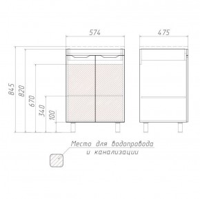 Тумба под умывальник Andrea 58 3D без ящика Домино (D37003T) в Игре - igra.ok-mebel.com | фото 3