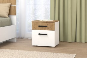 Тумба прикроватная Ева (Белый текстурный/Дуб крафт золотой) в Игре - igra.ok-mebel.com | фото