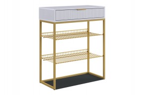 ВЕЛЬВЕТ Обувница (белое дерево/белый матовый/золото) в Игре - igra.ok-mebel.com | фото